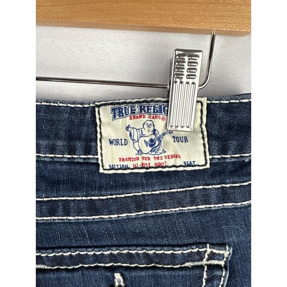 True Religion Womens Size 28 Distressed Blue Denim Jeans - Picture 7 of 7
